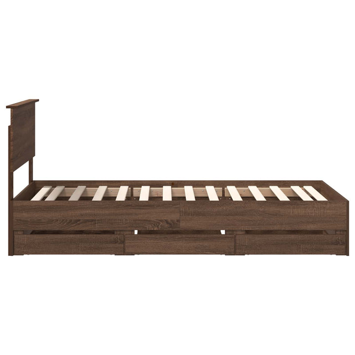 Sengestel med skuffe Brun eg 90 x 200 cm Ingeniørtræ