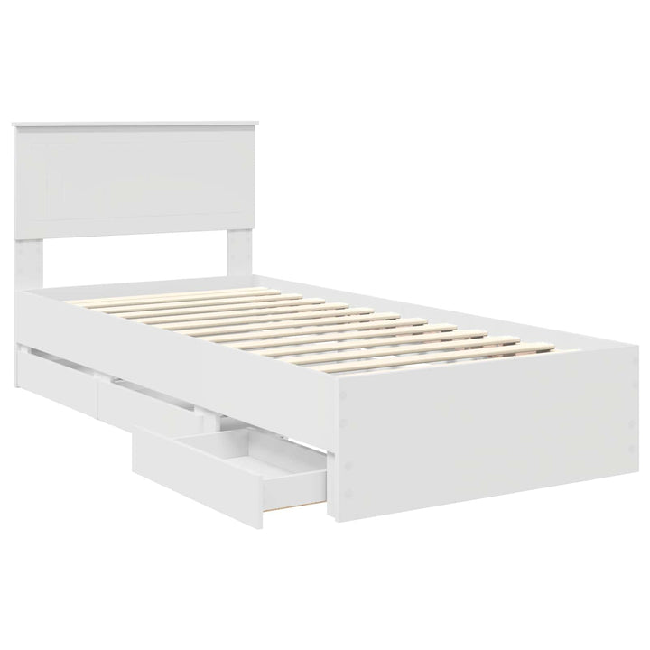 Sengestel med skuffe Hvid 90 x 190 cm Ingeniørtræ
