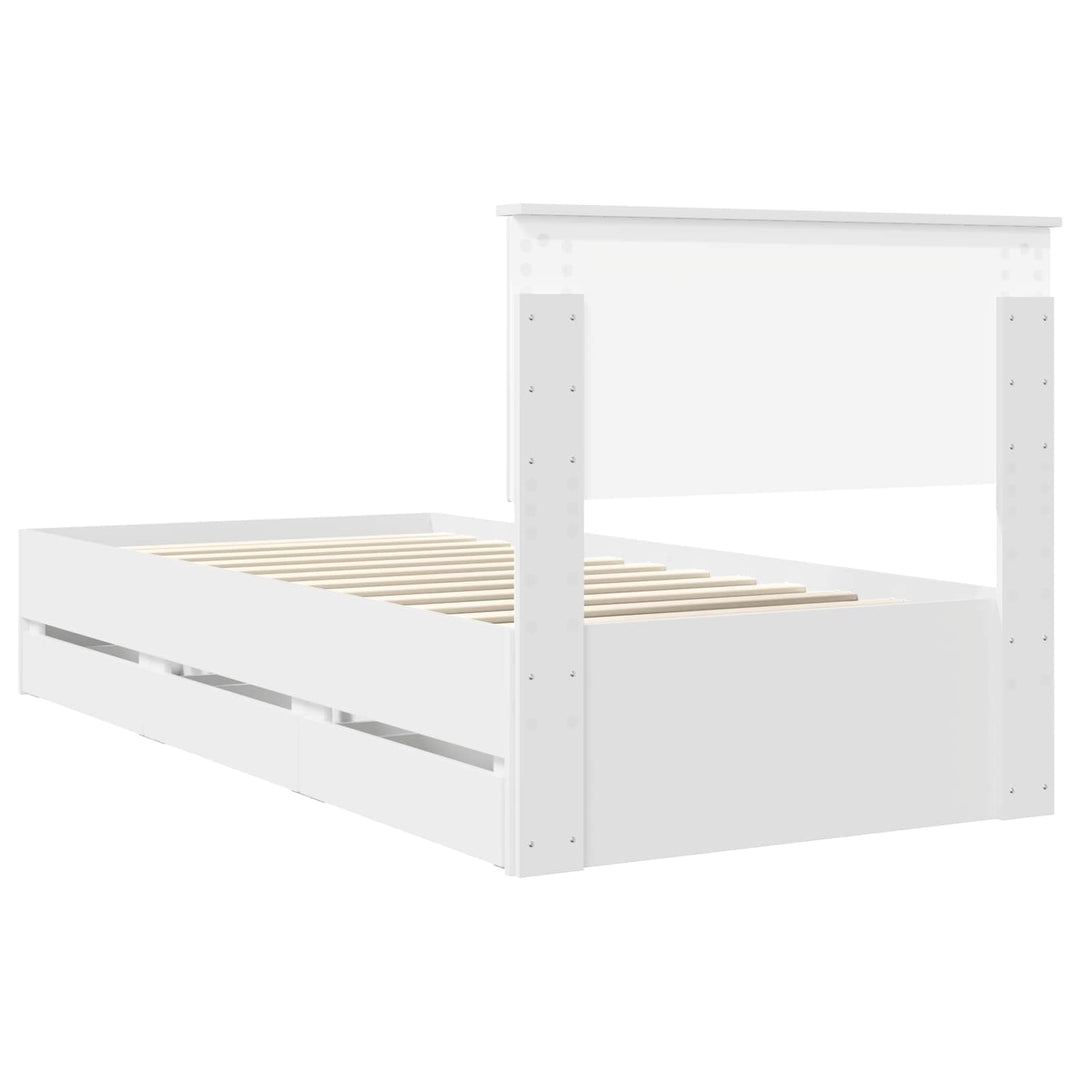 Sengestel med skuffe Hvid 90 x 190 cm Ingeniørtræ