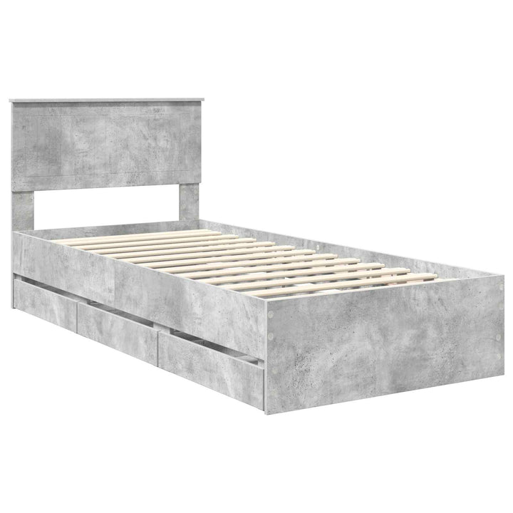 Sengestel med skuffe Beton Grå 90 x 190 cm Ingeniørtræ