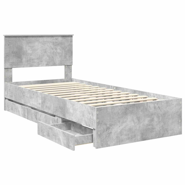 Sengestel med skuffe Beton Grå 90 x 190 cm Ingeniørtræ