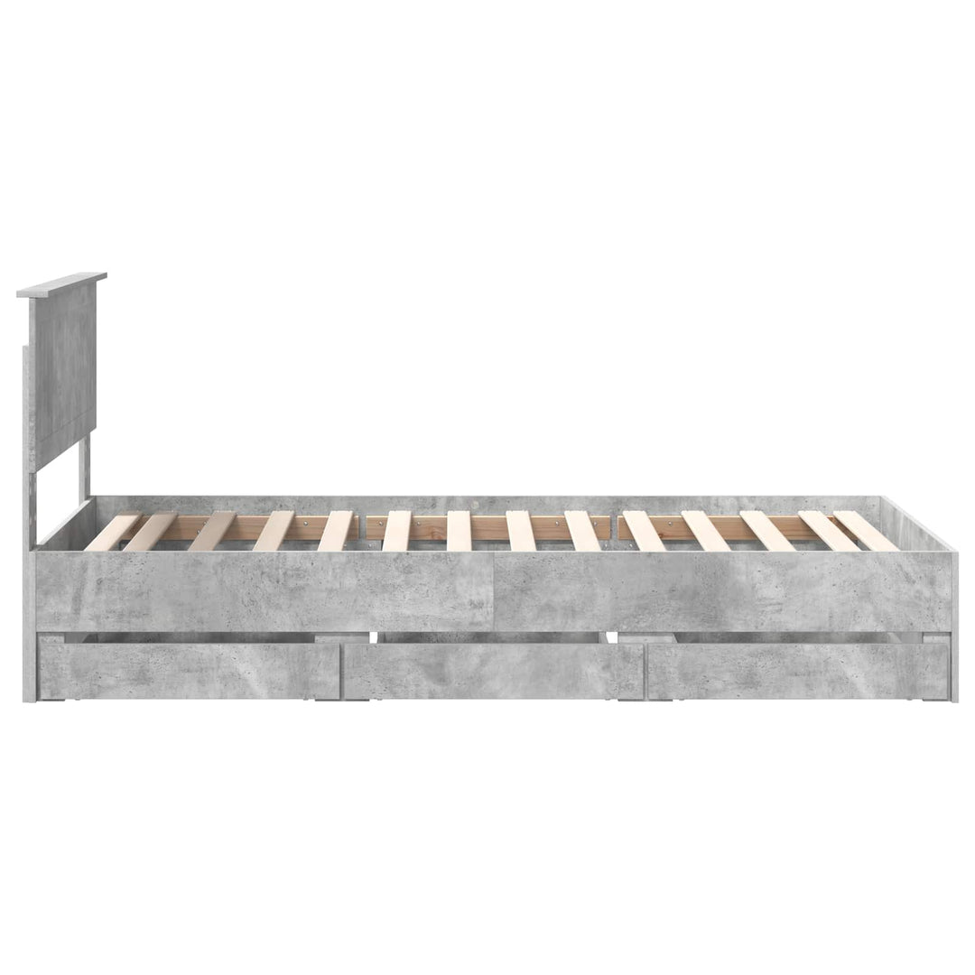 Sengestel med skuffe Beton Grå 90 x 190 cm Ingeniørtræ