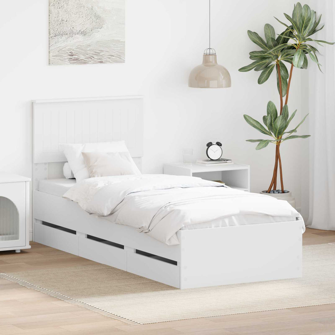 Sengestel med skuffe Hvid 75 x 190 cm Ingeniørtræ