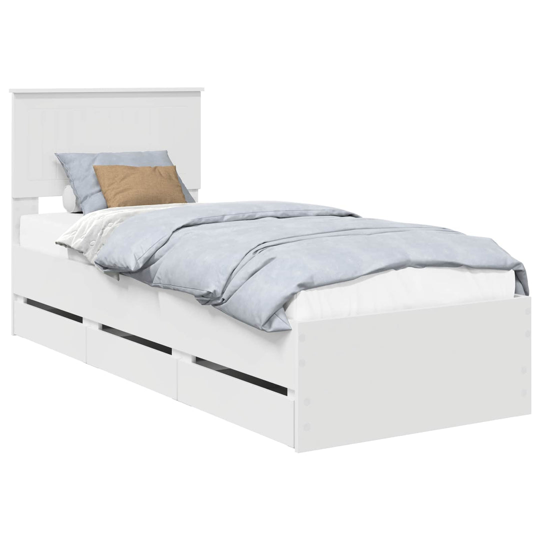 Sengestel med skuffe Hvid 75 x 190 cm Ingeniørtræ