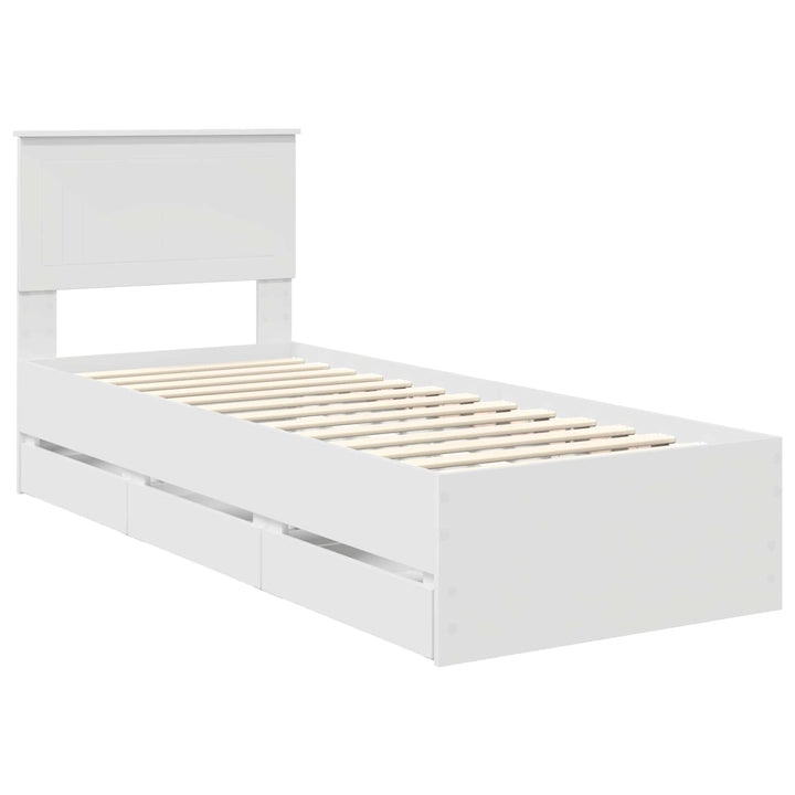 Sengestel med skuffe Hvid 75 x 190 cm Ingeniørtræ