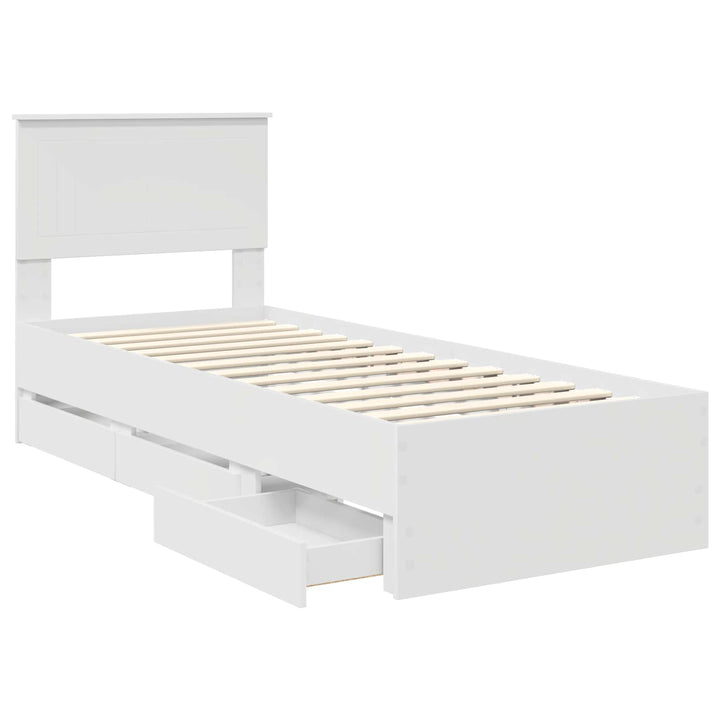 Sengestel med skuffe Hvid 75 x 190 cm Ingeniørtræ