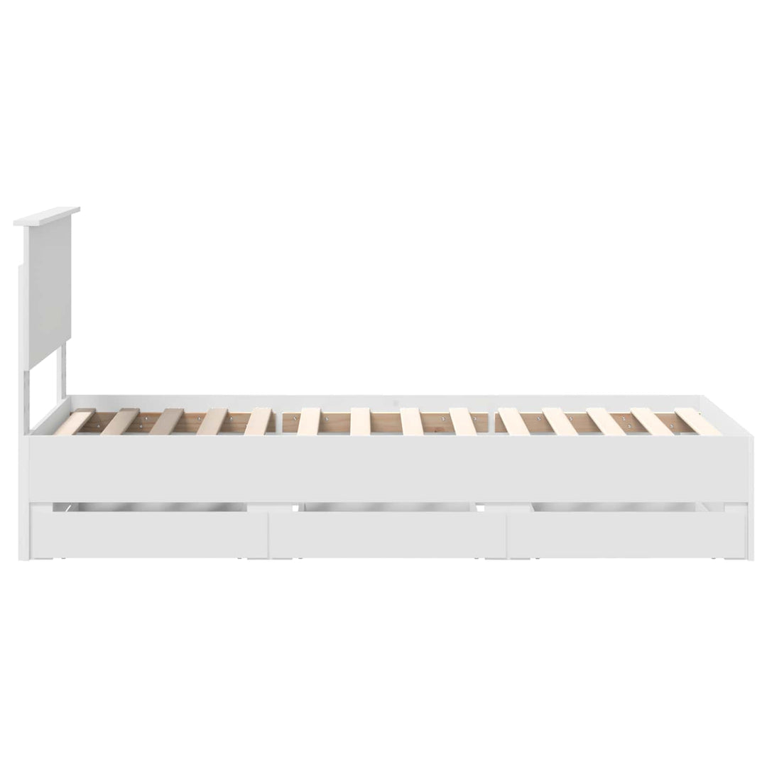 Sengestel med skuffe Hvid 75 x 190 cm Ingeniørtræ