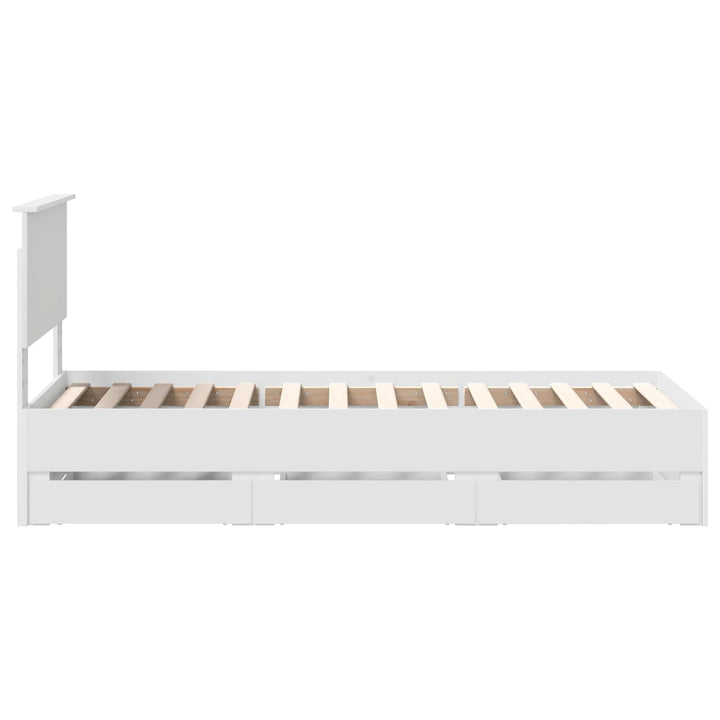 Sengestel med skuffe Hvid 75 x 190 cm Ingeniørtræ