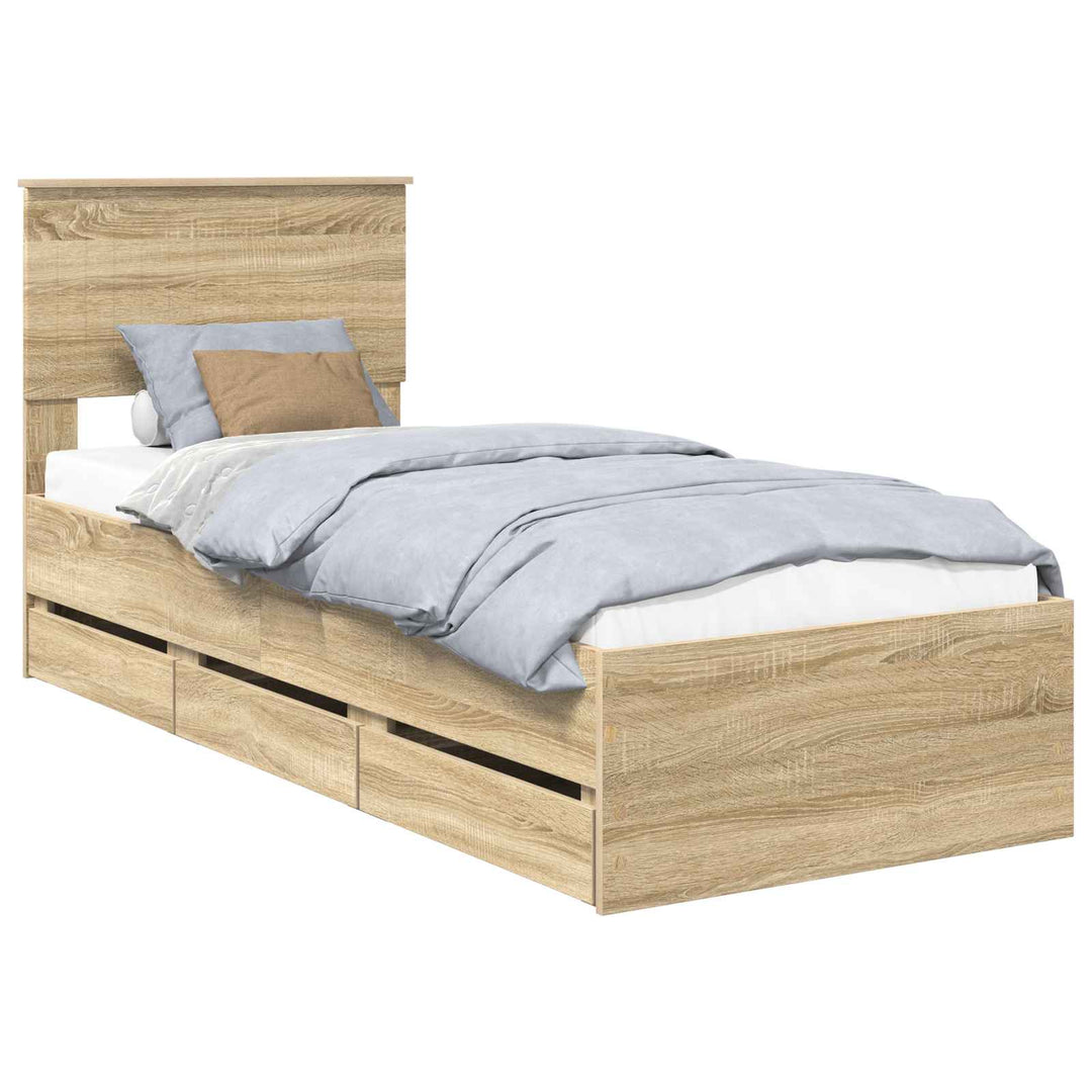 Sengestel med skuffe Sonoma eg 75 x 190 cm Ingeniørtræ