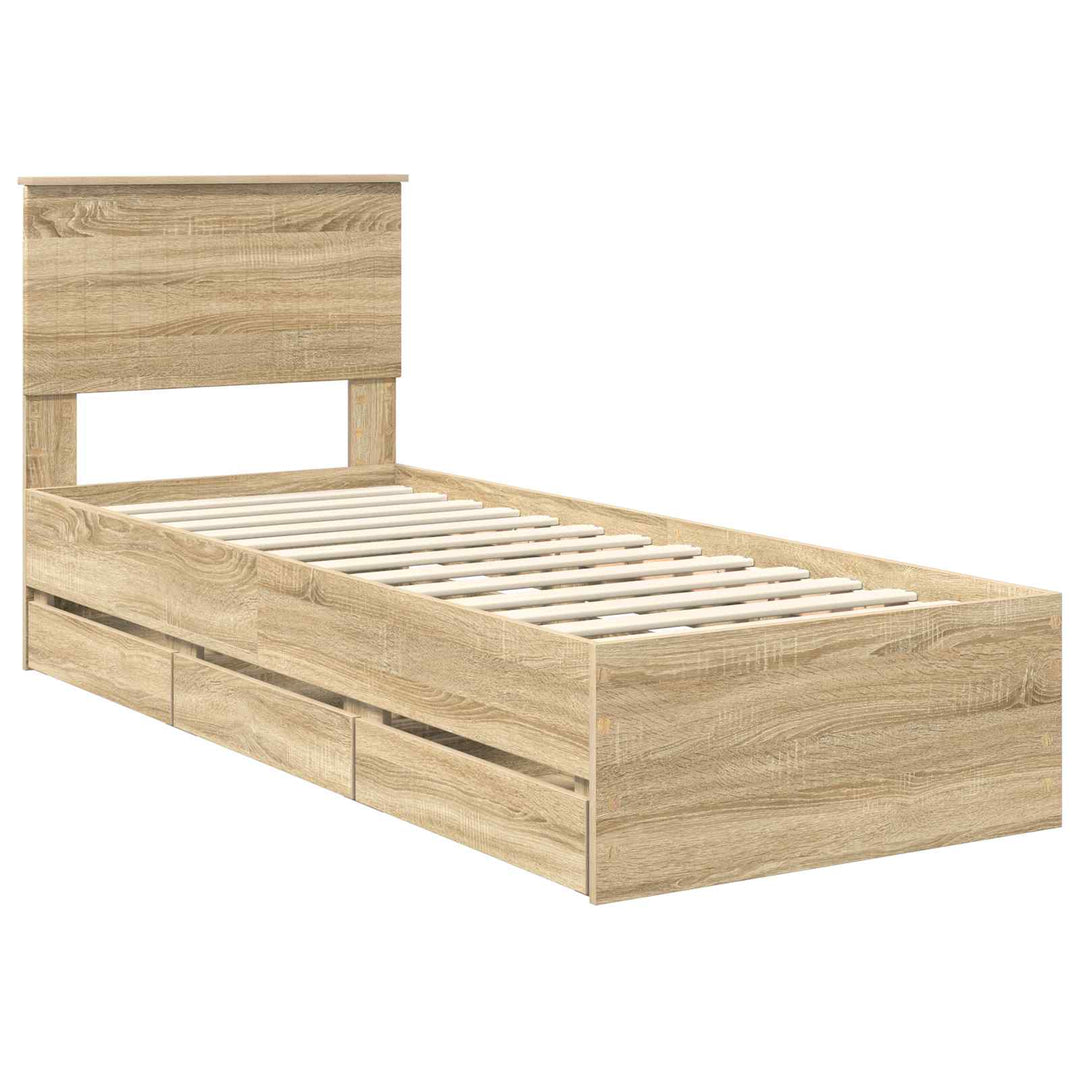 Sengestel med skuffe Sonoma eg 75 x 190 cm Ingeniørtræ