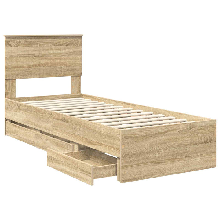 Sengestel med skuffe Sonoma eg 75 x 190 cm Ingeniørtræ