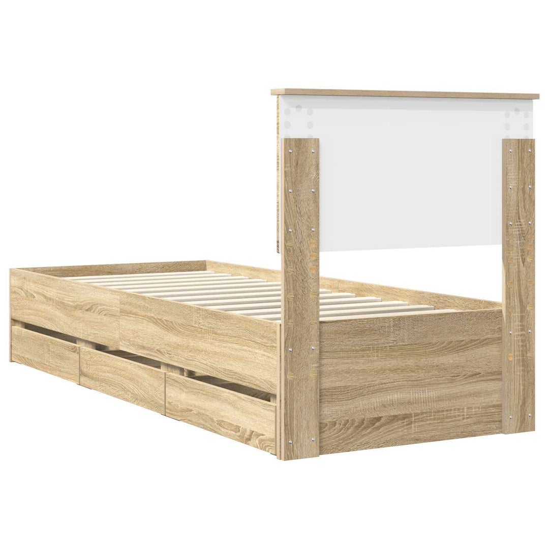 Sengestel med skuffe Sonoma eg 75 x 190 cm Ingeniørtræ