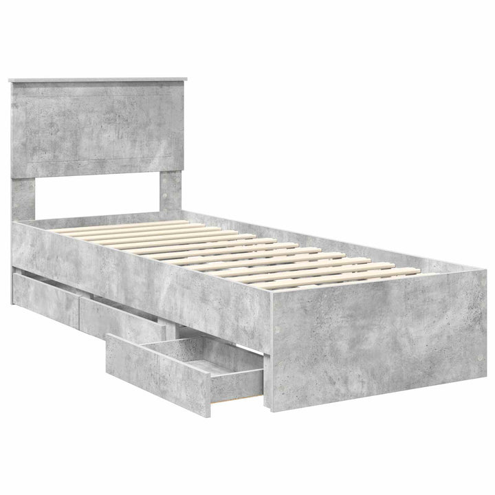 Sengestel med skuffe Beton Grå 75 x 190 cm Ingeniørtræ