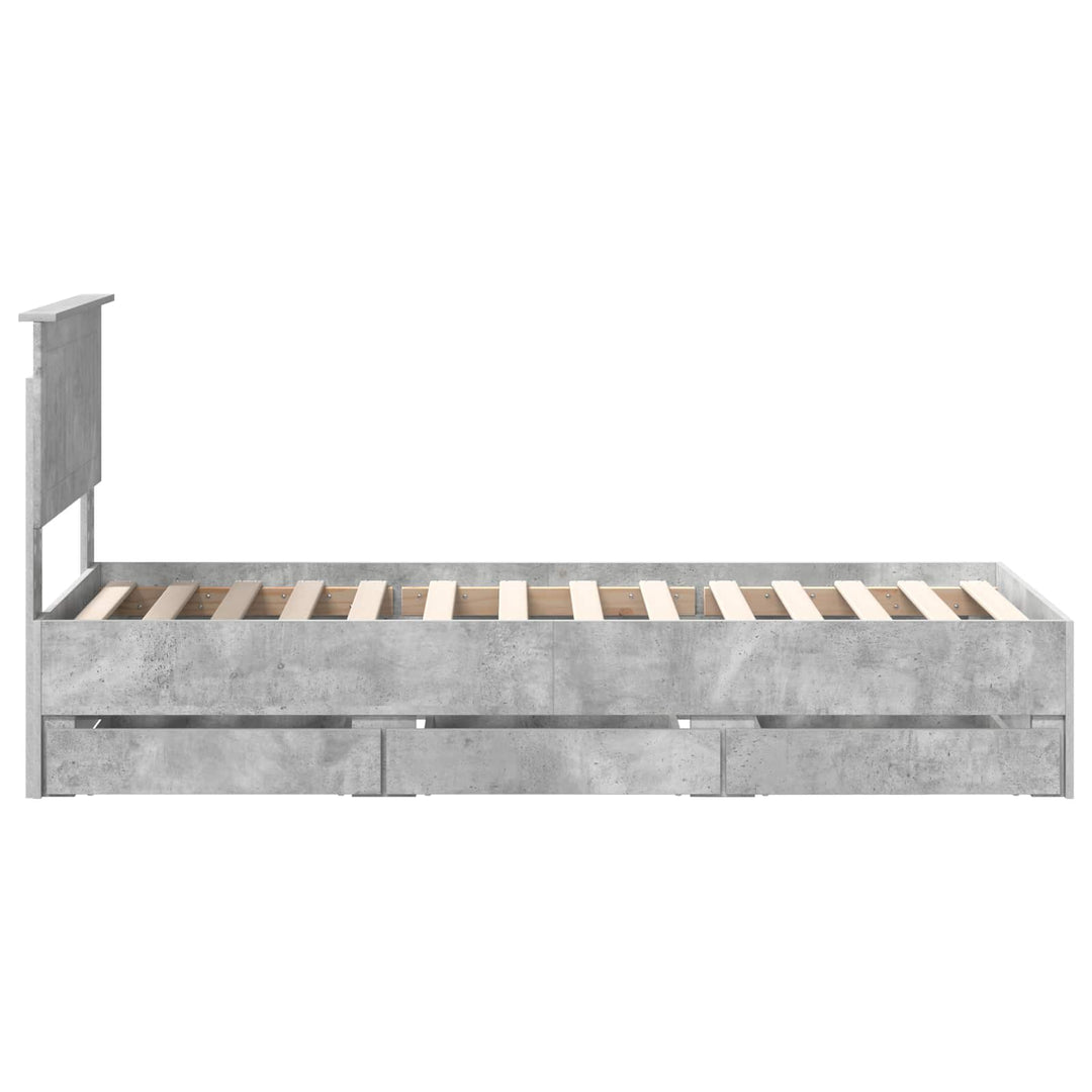 Sengestel med skuffe Beton Grå 75 x 190 cm Ingeniørtræ