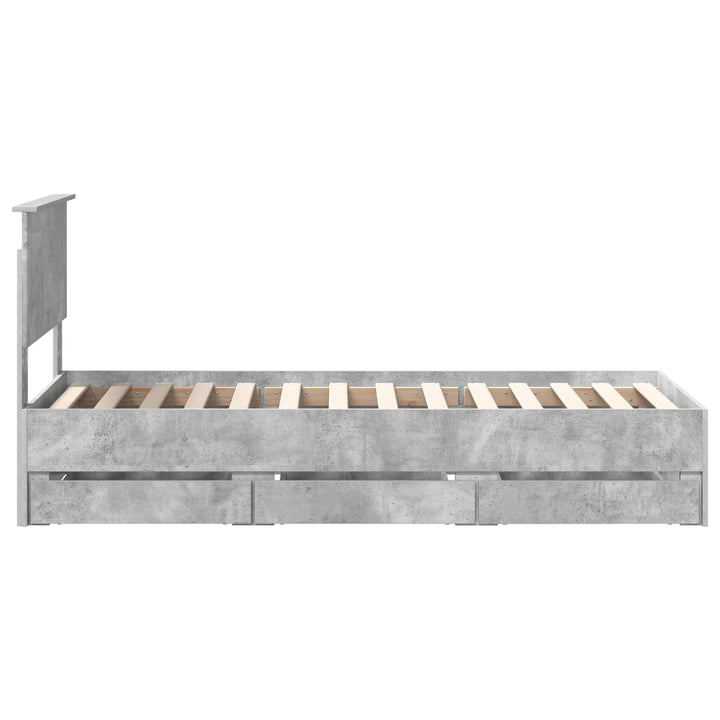 Sengestel med skuffe Beton Grå 75 x 190 cm Ingeniørtræ