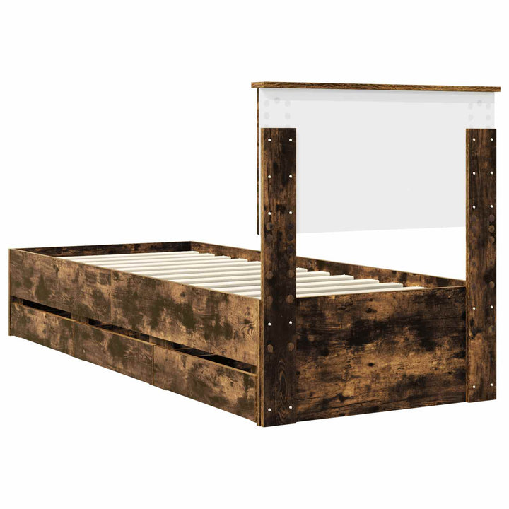 Sengestel med skuffe Røget eg 75 x 190 cm Ingeniørtræ