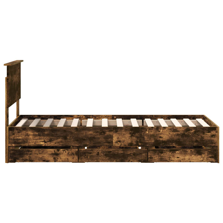 Sengestel med skuffe Røget eg 75 x 190 cm Ingeniørtræ