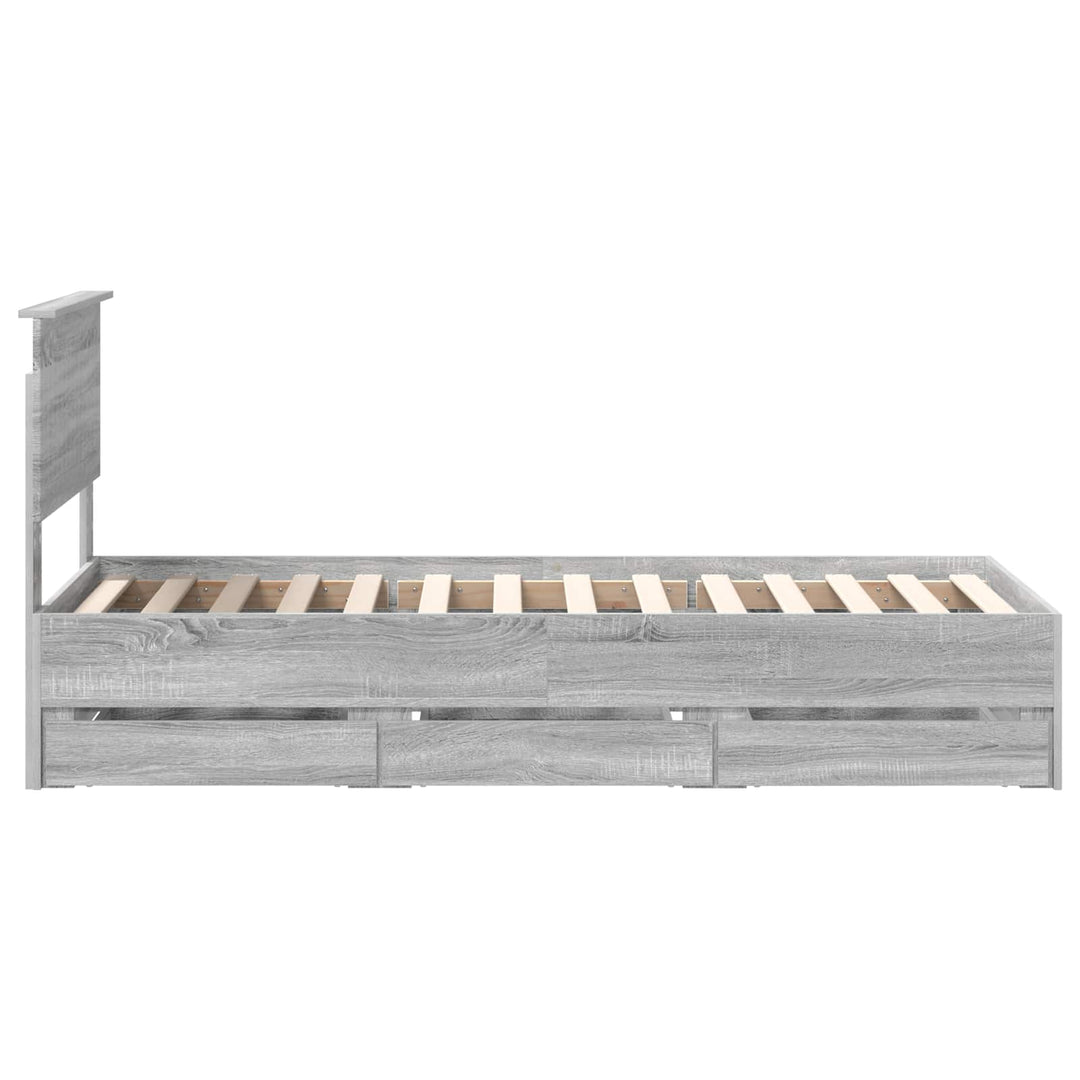 Sengestel med skuffe Grå Sonoma 75 x 190 cm Ingeniørtræ