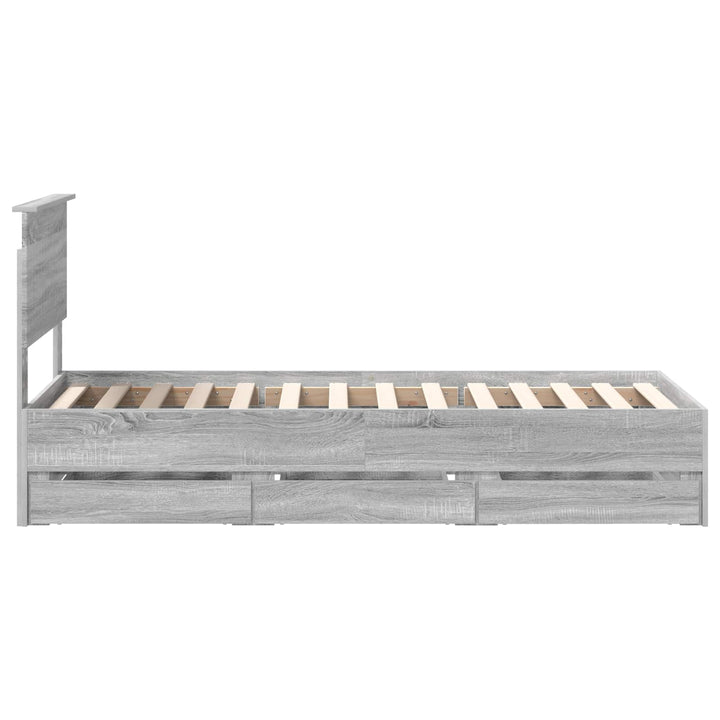 Sengestel med skuffe Grå Sonoma 75 x 190 cm Ingeniørtræ