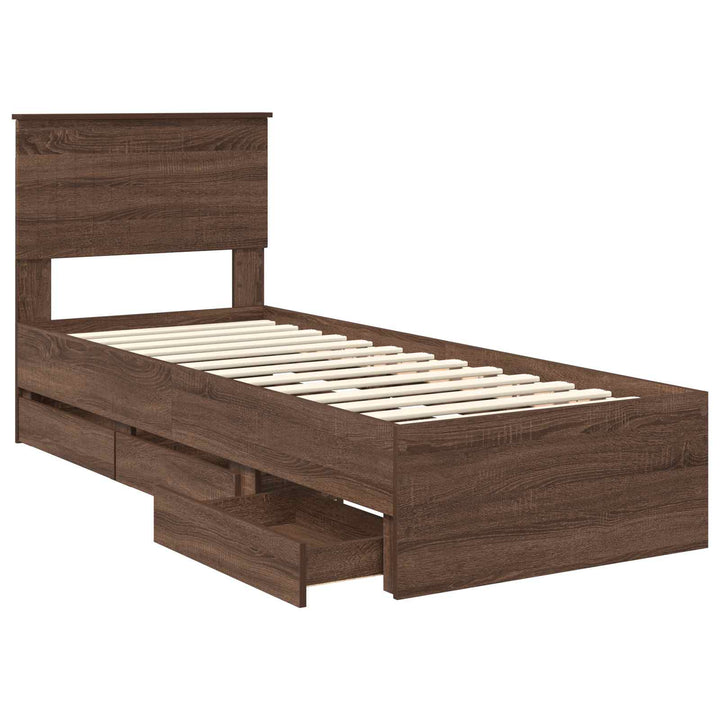 Sengestel med skuffe Brun eg 75 x 190 cm Ingeniørtræ