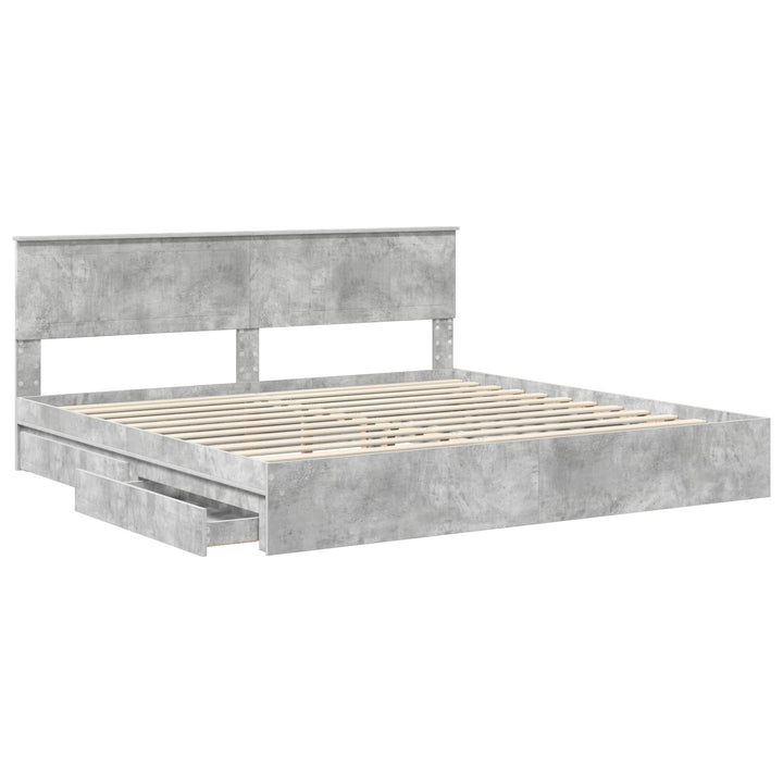 Opbevaringsseng Beton Grå 200 x 200 cm Konstrueret træ