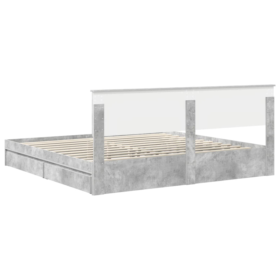 Opbevaringsseng Beton Grå 200 x 200 cm Konstrueret træ