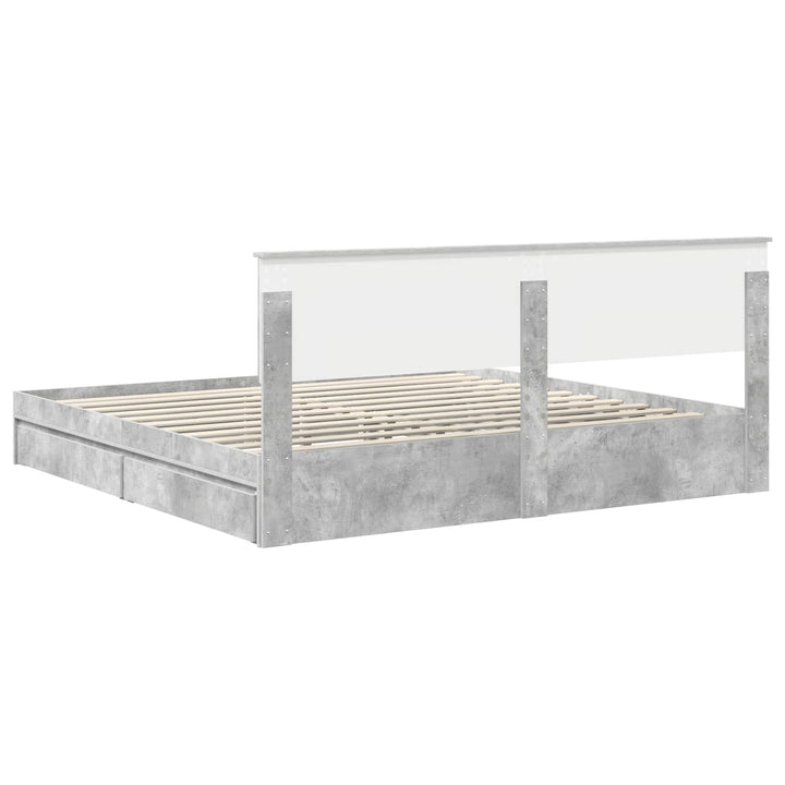 Opbevaringsseng Beton Grå 200 x 200 cm Konstrueret træ