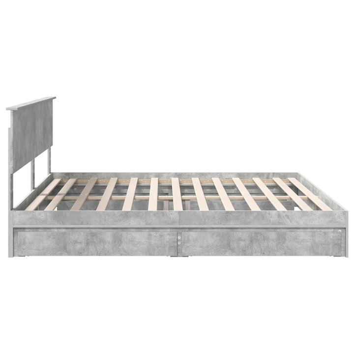 Opbevaringsseng Beton Grå 200 x 200 cm Konstrueret træ