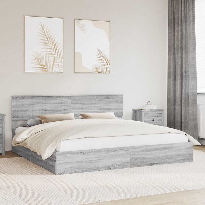 Opbevaringsseng Grå Sonoma 200 x 200 cm Konstrueret træ