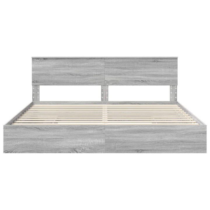 Opbevaringsseng Grå Sonoma 200 x 200 cm Konstrueret træ