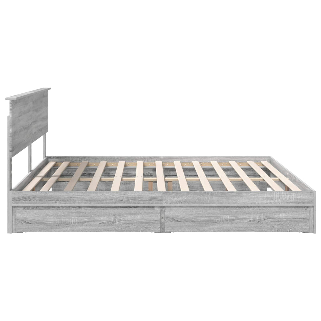 Opbevaringsseng Grå Sonoma 200 x 200 cm Konstrueret træ