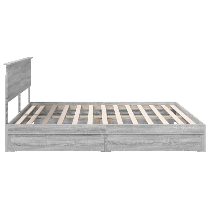 Opbevaringsseng Grå Sonoma 200 x 200 cm Konstrueret træ