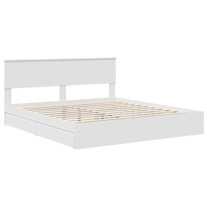 Opbevaringsseng med skuffe Hvid 180 x 200 cm Konstrueret træ