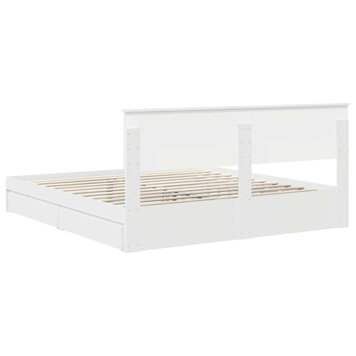 Opbevaringsseng med skuffe Hvid 180 x 200 cm Konstrueret træ