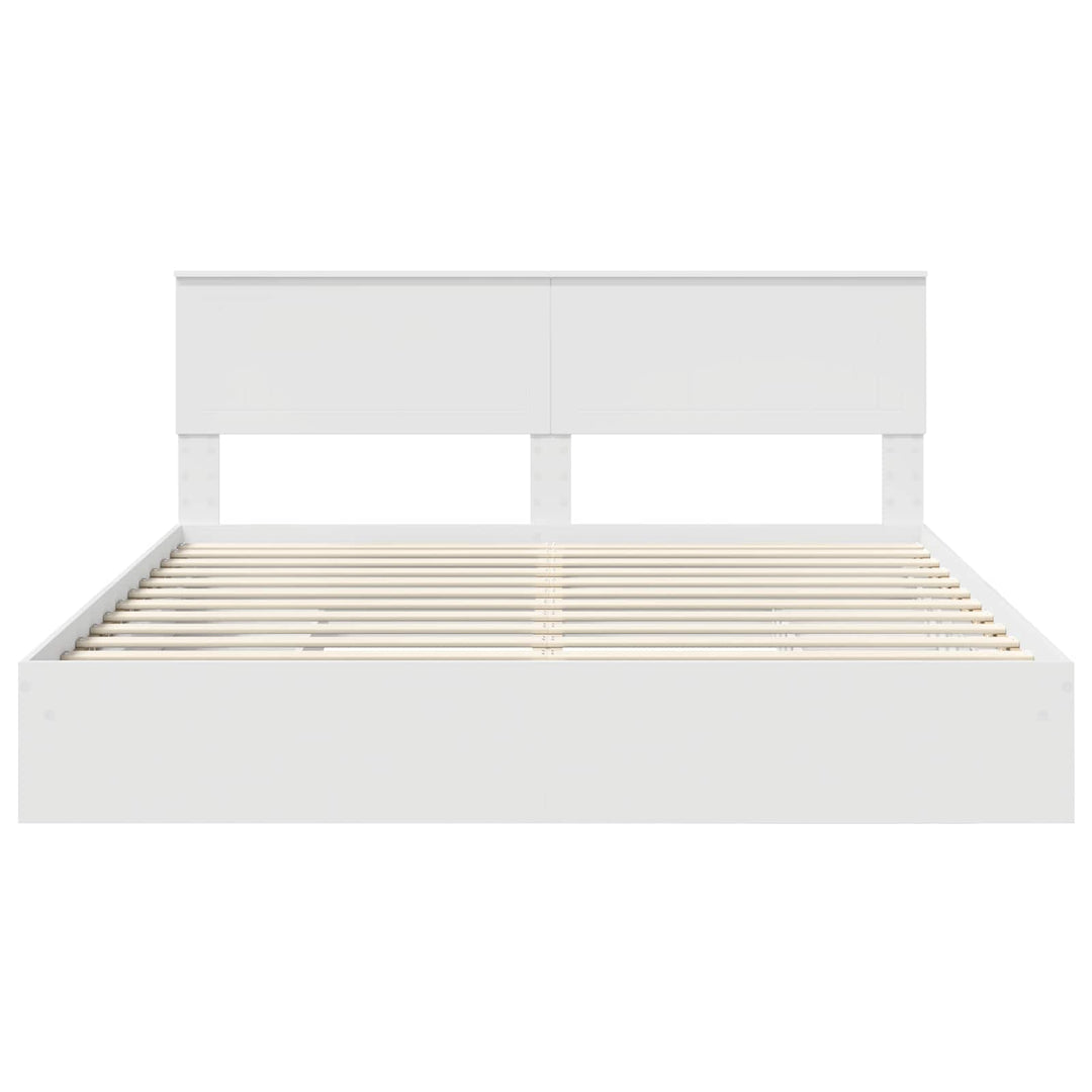 Opbevaringsseng med skuffe Hvid 180 x 200 cm Konstrueret træ