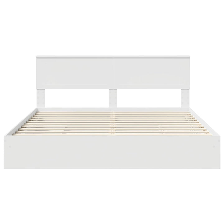 Opbevaringsseng med skuffe Hvid 180 x 200 cm Konstrueret træ