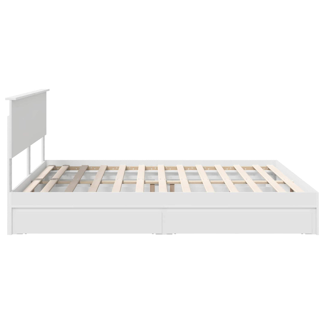 Opbevaringsseng med skuffe Hvid 180 x 200 cm Konstrueret træ