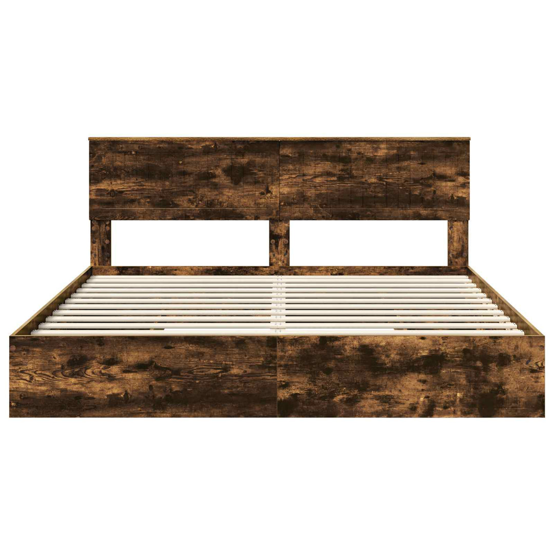 Opbevaringsseng Røget eg 180 x 200 cm Konstrueret træ