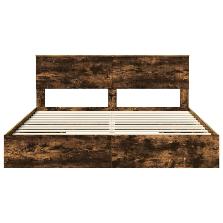 Opbevaringsseng Røget eg 180 x 200 cm Konstrueret træ