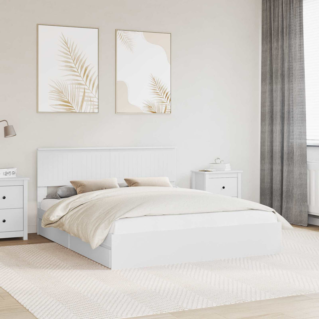 Opbevaringsseng med skuffe Hvid 160 x 200 cm Konstrueret træ