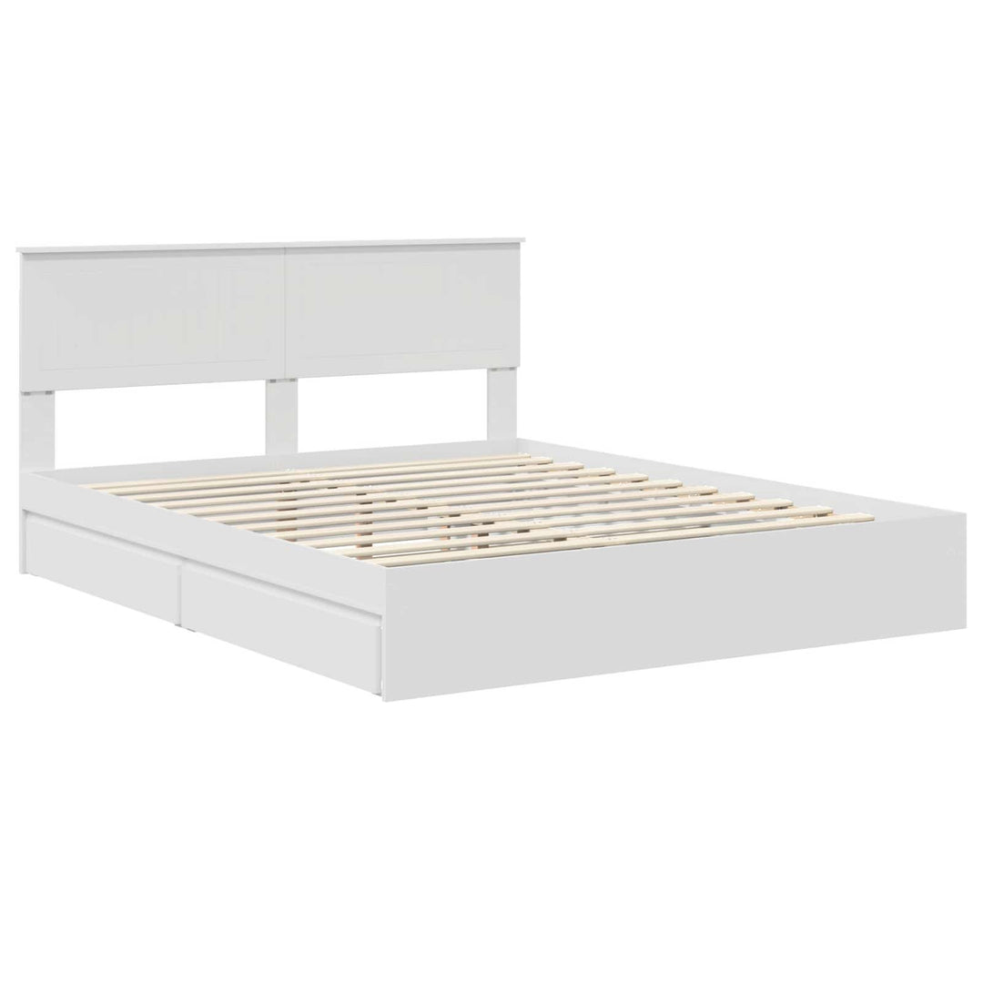 Opbevaringsseng med skuffe Hvid 160 x 200 cm Konstrueret træ
