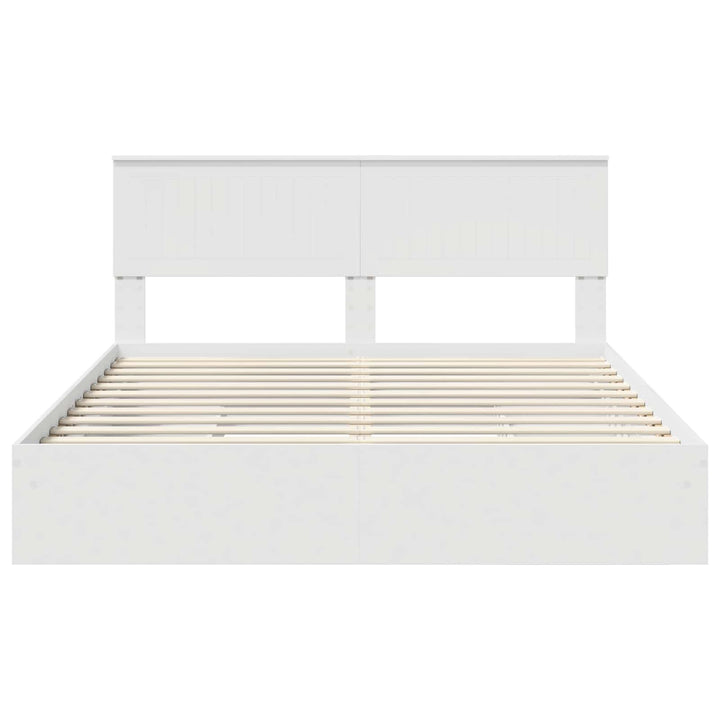 Opbevaringsseng med skuffe Hvid 160 x 200 cm Konstrueret træ