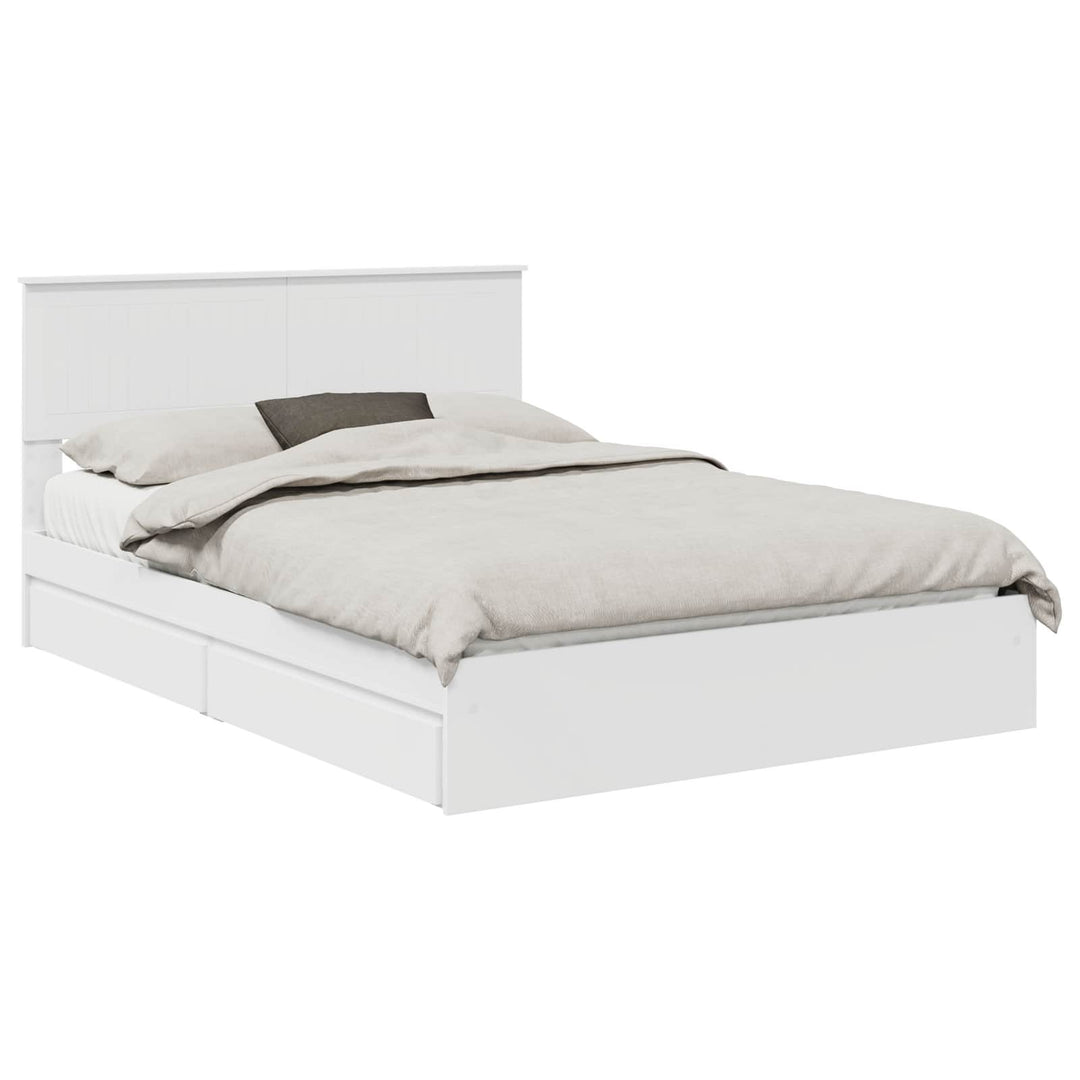 Opbevaringsseng med skuffe Hvid 140 x 200 cm Konstrueret træ