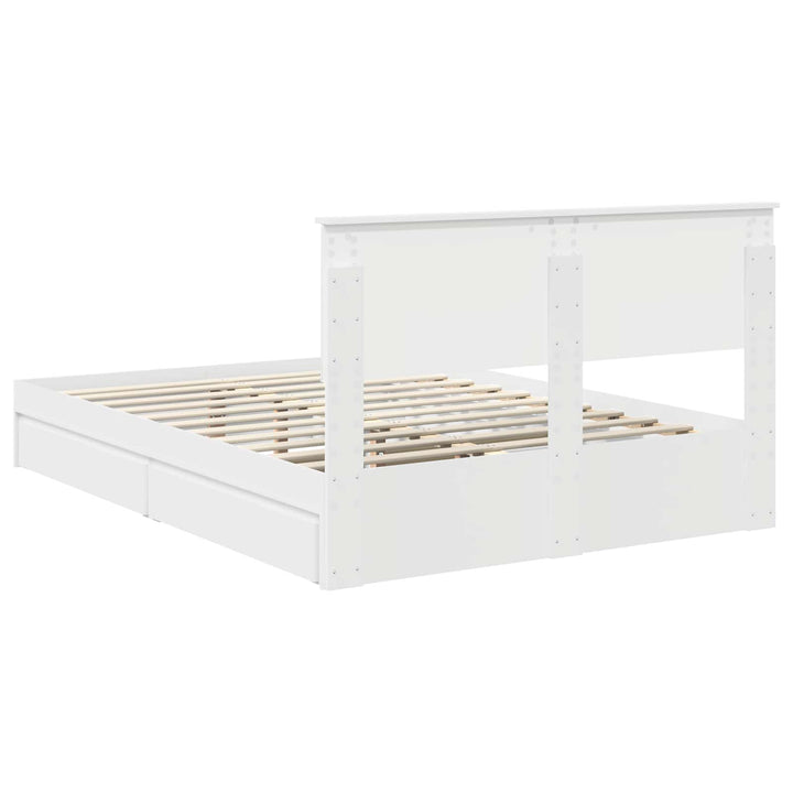 Opbevaringsseng med skuffe Hvid 140 x 200 cm Konstrueret træ