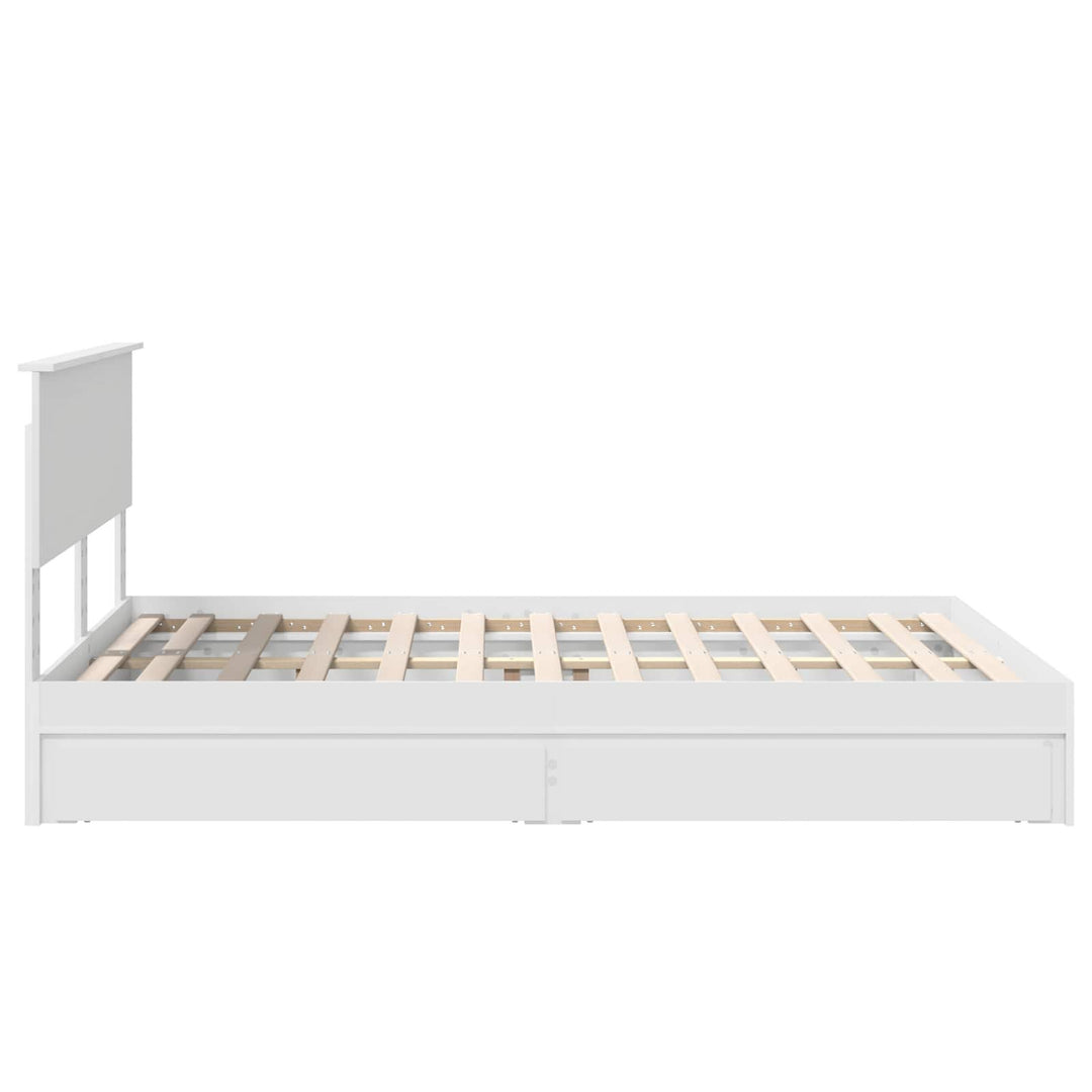 Opbevaringsseng med skuffe Hvid 140 x 200 cm Konstrueret træ