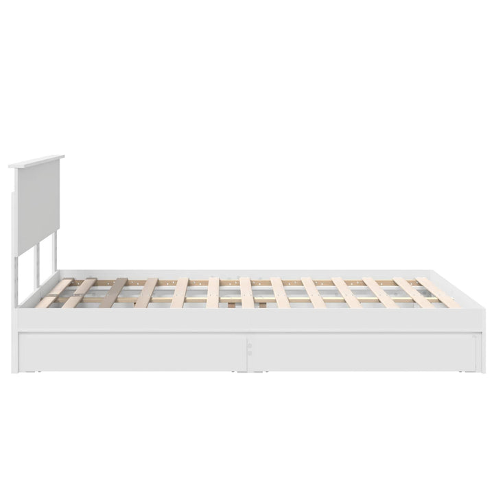 Opbevaringsseng med skuffe Hvid 140 x 200 cm Konstrueret træ