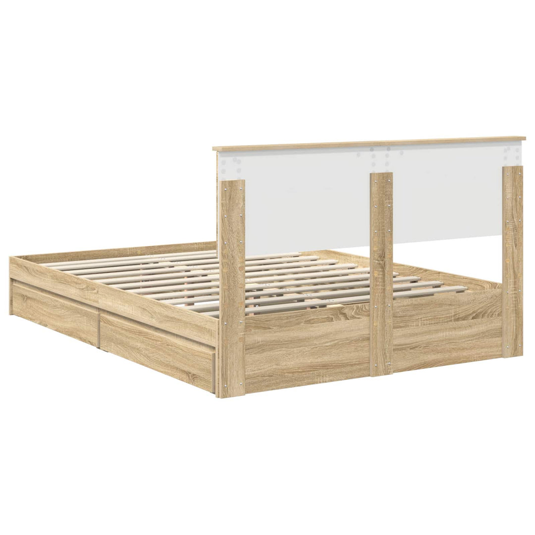 Opbevaringsseng Sonoma eg 140 x 200 cm Konstrueret træ