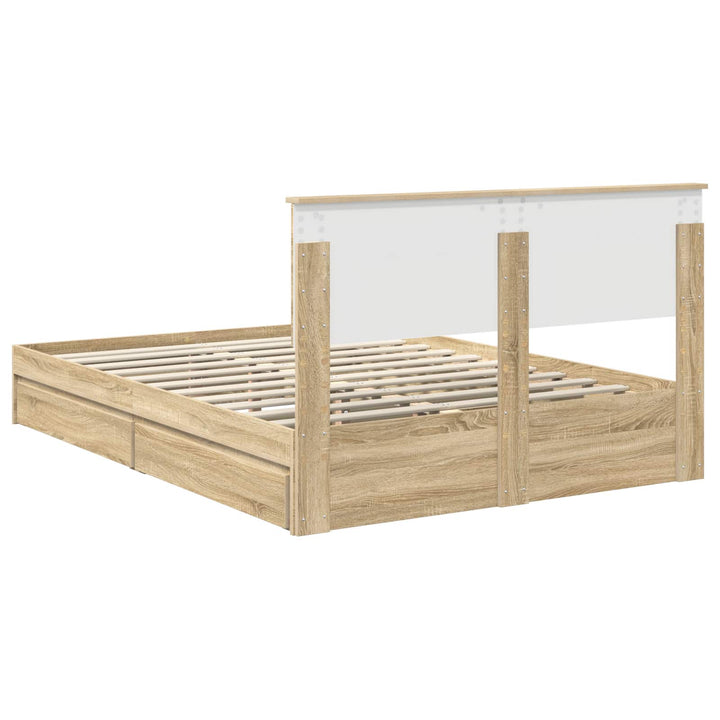 Opbevaringsseng Sonoma eg 140 x 200 cm Konstrueret træ