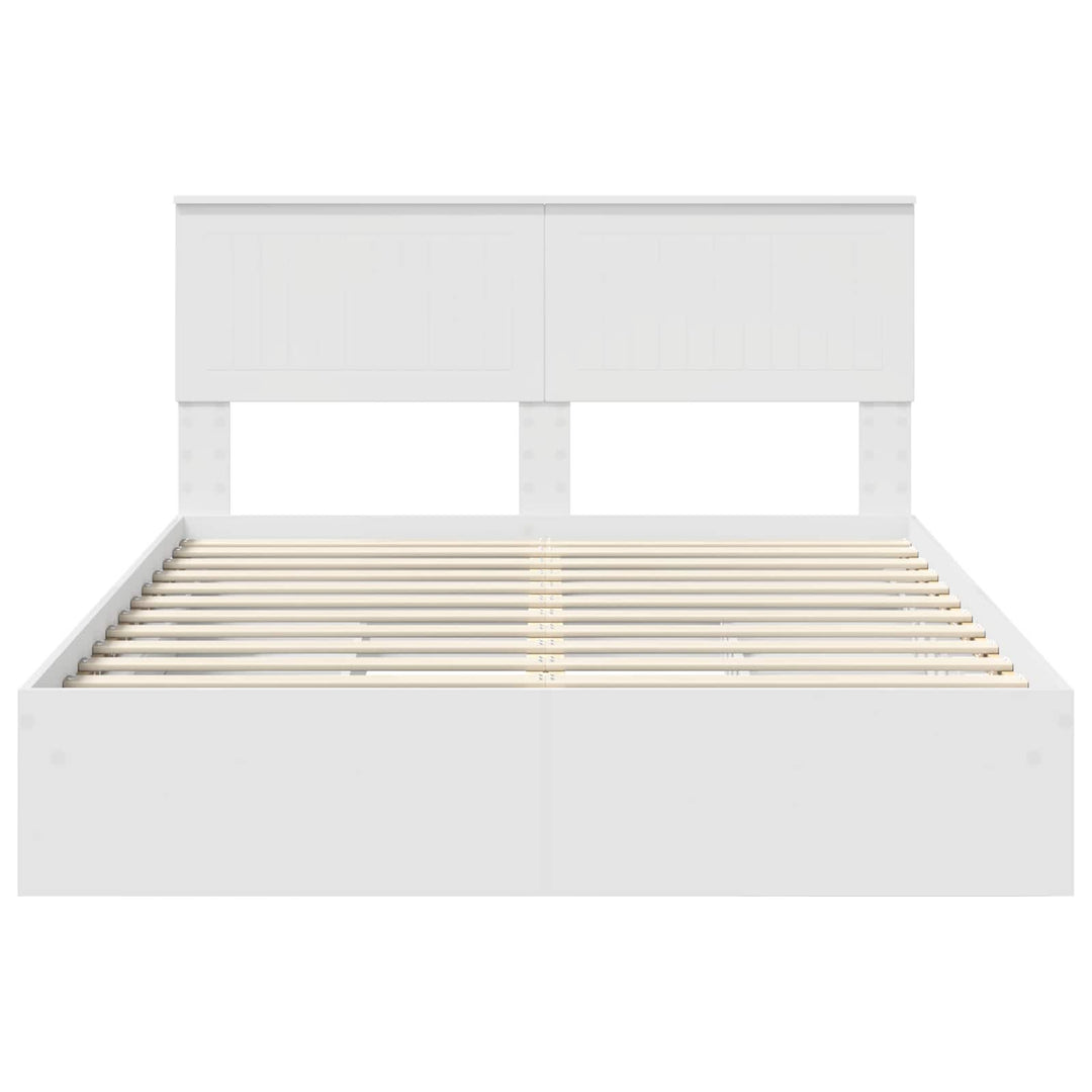 Opbevaringsseng med skuffe Hvid 140 x 190 cm Konstrueret træ