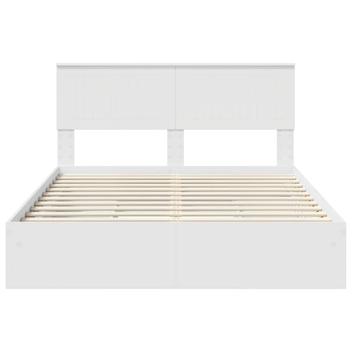 Opbevaringsseng med skuffe Hvid 140 x 190 cm Konstrueret træ